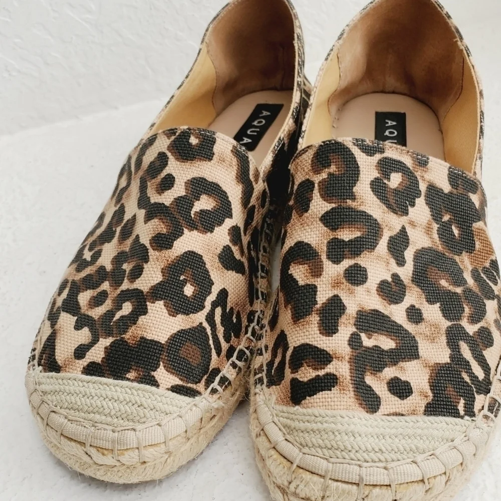 AQUA Women's Beau Espadrille Leopard Fabric Shoes